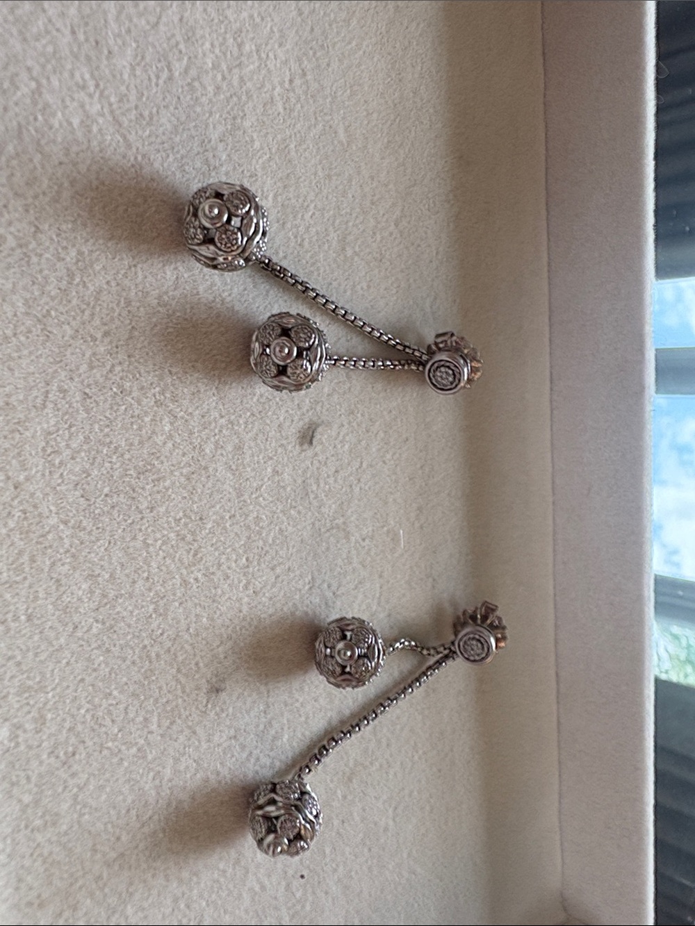 David Yurman Silver Floral Drop Earrings